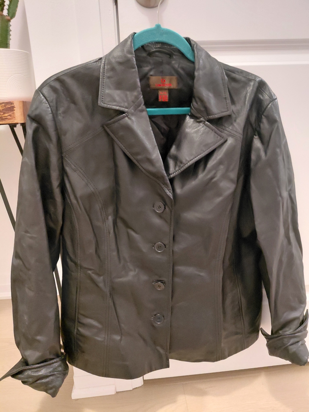 Danier Women's Black Button-Front Leather Jacket